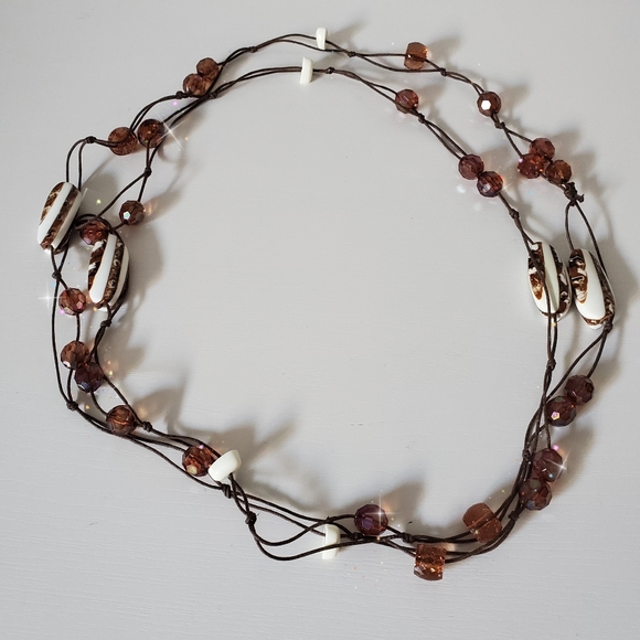 European-Artisan Oversized Boho Necklace- Marbled/ beaded - Picture 2 of 2